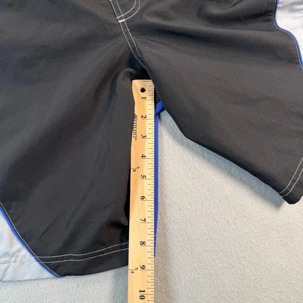 VTG Speedo Mens Swim Trunks Large Black Blue Colorblock Mesh Lined Large